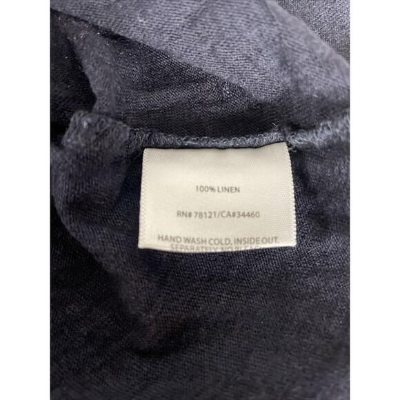 Eileen Fisher 100% Linen Top Sz PM Navy Blue Tunic Lagenlook Minimal Beaded - Picture 6 of 7